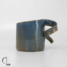 Blue Mug With Curly Handle Circle F Ceramics Trifens Ceramic mug diy photo heart shape handle color inside and color heart hand cup with customized pictures diy images print mazwei.
