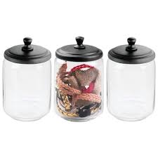 Or does your style lean in a more traditional direction? Mdesign Modern Glass Bathroom Vanity Countertop Storage Organizer Canister Apothecary Jar For Cotton Swabs Rounds Balls Makeup Sponges Bath Salts 3 Pack Clear Black Buy Online In Antigua And Barbuda At