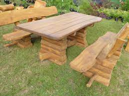 Maybe you would like to learn more about one of these? Solid Oak Garden Table And Benches Set Of 3 In Log Design