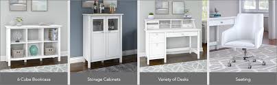 The bush furniture mayfield 54w computer desk w/shelves, desktop organizer, accent storage cabinet, and hutch give your home office a touch of modern farmhouse style. Amazon Com Bush Furniture Broadview Desktop Organizer In Pure White Furniture Decor