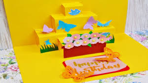 Auf diese weise können sie die kleinen blumen falten. Basteln Pop Up Geburtstagskarte Pop Up Card Tutorial Diy Birthday Card Youtube