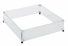 Protective glass surround for commercial & residential fire pits. Fire Pit Glass Wind Guards Square 25x25 Inch