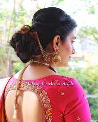 South Indian Wedding Indian Wear Pink And Yellow Silk Saree Traditional South Indian Wedding Look Sari Blouse Design Messy Bun Hairstyle South Indian A