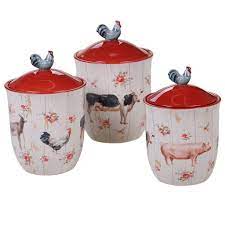10.5, 9.5, 8, 6.5 canister through the use of uniquely shaped pieces and vibrant graphic design, red poppy expresses our bold contemporary style. Decorative Farmhouse Style Kitchen Canister Sets Reviews Decorating Ideas And Accessories For The Home Creative Ideas For Every Room