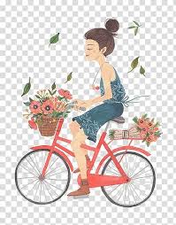 woman riding bicycle watercolor