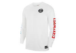 The air jordan 4 psg releases tomorrow. Nike Air Jordan Psg Paris Saint Germain Long Sleeve Tee White Hyper Cobalt Fur 42 50 Basketzone Net