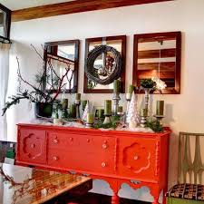 Red Buffet Table Like The Pop Of Color Shabby Chic Dining Room Festive Dining Room Chic Dining Room