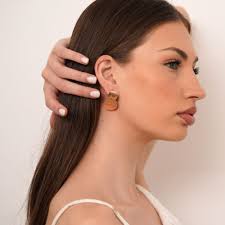 Gold Double Disc Earrings: 18K Gold Plated Sterling Silver Studs