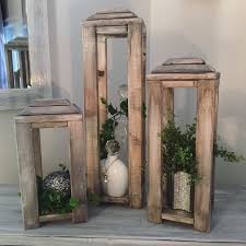 Rustic Wooden Lanterns Finished In Distressed White And Grey Tones Beautiful Indoors Or Outdoors 2 Rustic Wood Lanterns Wooden Lantern Decor Wooden Lanterns