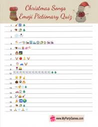 Christmas Songs Emoji Pictionary Quiz Free Printable Christmas Quiz Christmas Song Games Christian Christmas Party Games