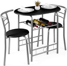 Rostrum 3 piece dining set quantity quantity. Amazon Com Best Choice Products 3 Piece Wooden Round Table Chair Set For Kitchen Dining Room Compact Space W Steel Frame Built In Wine Rack Black Silver Furniture Decor