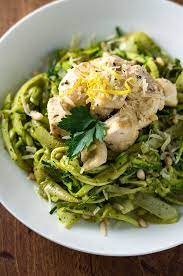 Pesto Zoodles With Chicken Bound By Food Recipe Zoodles With Chicken Pesto Zoodles Chicken Recipes