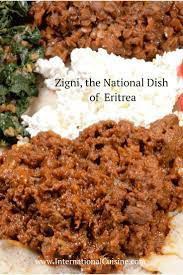 Zigni Is The National Dish Of Eritrea And Is Also Known In Ethiopia As Kai Wat It Is A Delicious Fusion Of Flavor Ba Ethiopian Food Ethiopian Cuisine Recipes