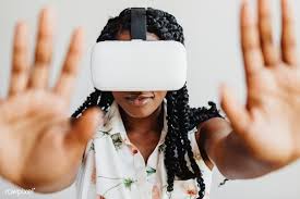 Download Premium Psd Of Black Woman Enjoying A Vr Headset Mockup 1226510 Design Mockup Free Vr Headset Psd