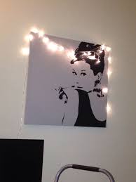 Art Audrey Hepburn Piece From Ikea Lights Also From Ikea Classy Addition To My Bedroom Audreyhepburn Wallart Lights I Home Decor Decals Lights Wall Art
