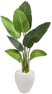 Travelers Palm Bird Of Paradise 48 Artificial Palm Tree In Planter Travellers Palm White Planters Artificial Tree