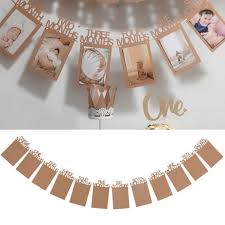 1 12 Months Baby 1st Birthday Party Photo Frame Shower Bunting Banner Home Decor Shopee Singapore
