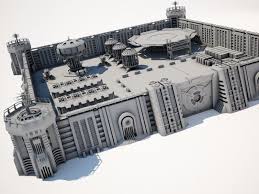 3d Model Military Supply Base Game Design Military Starship Design