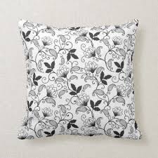 White Black Special Indian Abstract Floral Throw Pillow Zazzle Com Throw Pillows Floral Throw Pillows Pillows