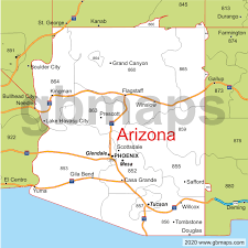 Arizona state map with cities. Arizona State Zipcode Highway Route Towns Cities Map