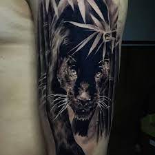 Half sleeve artsy lion watercolor male tattoo. Ash Higham Black Panther Panther Tattoo Black Panther Tattoo Black Cat Tattoos