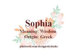 Baby Girl Name Sophia Meaning Wisdom Origin Greek Names With Meaning Girl Names Words