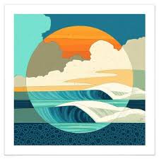 Intersessions 2 Modern Surf Art Print Abstract Ocean Scene Etsy In 2021 Surf Art Print Surf Art Art