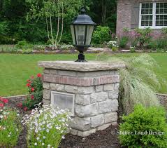 Mortared Natural Stone Pillar With Landscape Lighting And Address Plaque Landscape Lighting Outdoor Lamp Posts Driveway Lighting