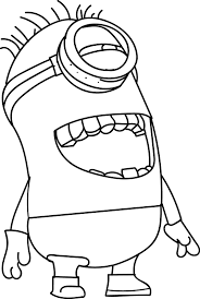 The minions coloring page shows dave running with a banana in one hand and apple in another. Awesome Minion Laugh Coloring Page Minions Coloring Pages Cute Coloring Pages Minion Coloring Pages