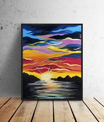 Excited To Share The Latest Addition To My Etsy Shop Sunrise At Sea Pop Art Canvas Oil Landscape Sunset Art Canvas Art Painting Sunset Art Cool Paintings