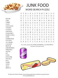 Bananas, grapes, strawberries, melons, and…. Junk Food Word Search Puzzle Puzzles To Play