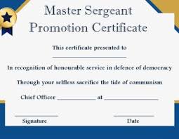 Msgt Promotion Certificate Template Certificate Templates Promotion Certificate
