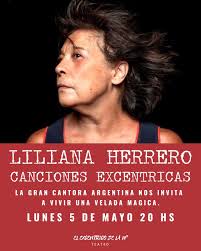 5 de Mayo nos vemos en el Excéntrico! Entradas a la venta 🎟️  https://panel.alternativateatral.com/obra95048-canciones-excentricas-liliana-herrero