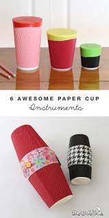 Six Awesome Paper Cup Instruments Music Crafts Instrument Craft Diy Musical Instruments