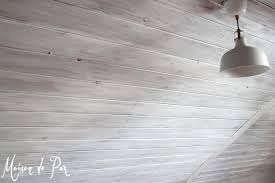 Whitewashed Vertical Planks Behind Tub Wood Plank Ceiling White Wash Ceiling Plank Walls
