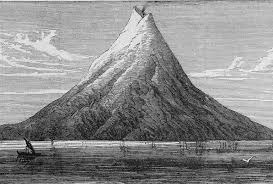This depiction shows bronze age people leaving their footprints in the volcanic ash and then later illustrating the. Krakatoa Volcano Eruption Of 1883