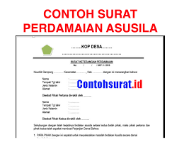 Contoh Surat Perdamaian Asusila Surat Nama