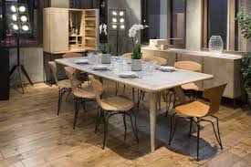 Natural stones such as marble and quartz offer unmatched appearance as part of a white dining room set or black dining room set. Natural Wood Table With Porcelain Stoneware Top Idfdesign