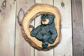 Our Wood Bear Wall Hanging Is The Perfect Rustic Decor Sign For Your Cabin Lake House Home Or Front Porch This Carved Bear Carving Woodland Art Cabin Decor
