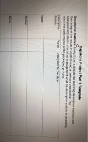 The purpose of the tutorial course is to help you craft a. O Capstone Project Part 1 Template Descriptive Sta Chegg Com