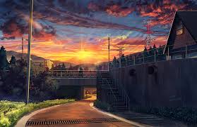 8k uhd tv 16:9 ultra high definition 2160p 1440p 1080p 900p 720p ; Anime Sunset Landscape Scenic Clouds Anime Hd Wallpaper Peakpx