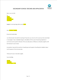 The teacher application letter is used as a cover letter when applying for a teaching position. Job Application Letter For Secondary School Teacher Templates At Allbusinesstemplates Com