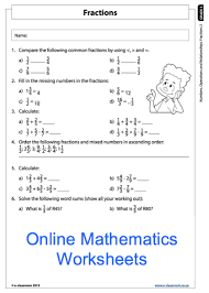 Grade 5 Online Mathematics Fractions Worksheet For More Worksheets Visit Www E Classroom Co Za Math Worksheet 4th Grade Math Worksheets Fractions Worksheets