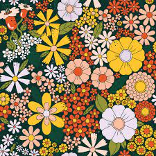 Chalk drawn floral ornament psds painted floral patterns Patron Floral De Los Anos 60 Retro Prints Retro Art Hippie Art