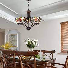 Chandeliers Lighting Victorian Antique 7 Inch Stained Glass Shaded Antique Glass Chandelie Ceiling Lights Traditional Ceiling Lights Tiffany Ceiling Lights