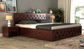 Buy Travis Bed With Storage Queen Size Honey Finish Online In India Wooden Street Wooden Bed Design Simple Bed Designs Bedroom Bed Design