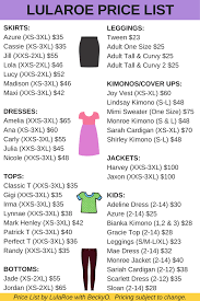 Lularoe 2017 Price List With New Styles Gigi Lynnae Shirley Jaxon Harvey Click The Link For The Most Up Lularoe Size Chart Lularoe Prices Lularoe Business