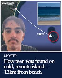 😮🌊Grafton teen Darcy Deefholts was located like a needle in a haystack  after expert locals with excellent wind and tide knowledge "calculated"  that he drifted to North Solitary Island, some nine nautical