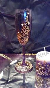 Flute A Champagne Decoree A La Peinture Et Strass Vaisselle Verres Par Arcahenna Peinture De Bouteille Deco Verre Verre