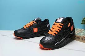 Running Shoes Unisex Nike Air Max 90 Off White Just Do It Black Orange White In 2020 Nike Running Shoes Women Nike Air Max 90 Nike Air Max